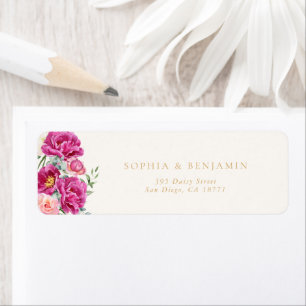 Elegant Vibrant Pink Floral Wedding Return Address Label