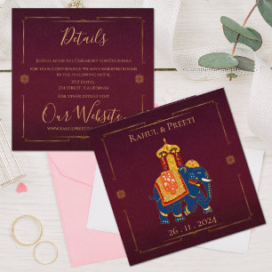 Elegant Vibrant Red Gold Mandala Indian Wedding  Enclosure Card