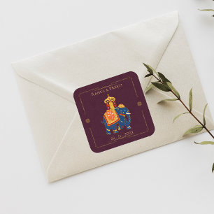 Elegant Vibrant Red Gold Mandala Indian Wedding  Square Sticker