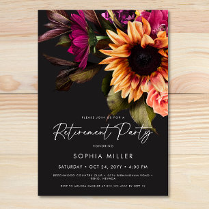 Elegant Vibrant Sunflower Floral Retirement Party Invitation