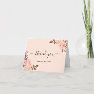 Elegant Victoria Blush Gold Floral Thank You Card