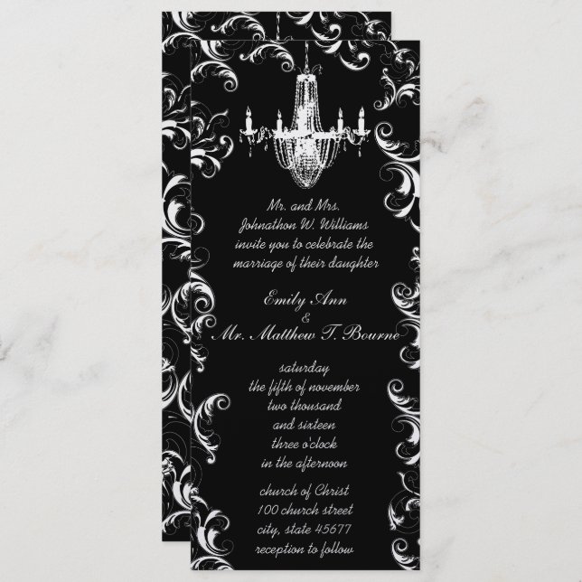 Elegant Victorian Ball Vintage Chandelier Wedding  Invitation (Front/Back)