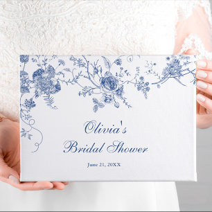 Elegant Victorian Blue Floral Bridal Shower Guest Book