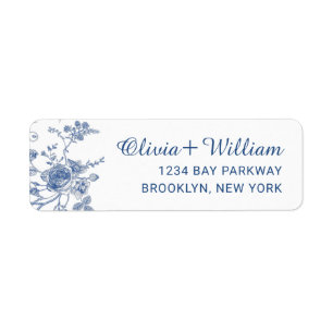 Elegant Victorian Blue Floral Return Address Label