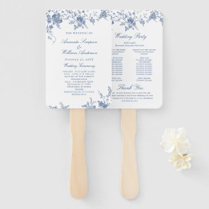 Elegant Victorian Blue Floral Wedding Program Hand Fan