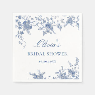 Elegant Victorian Blue French Floral Bridal Shower Napkin