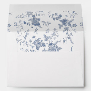 Elegant Victorian Blue French Floral Wedding Envelope