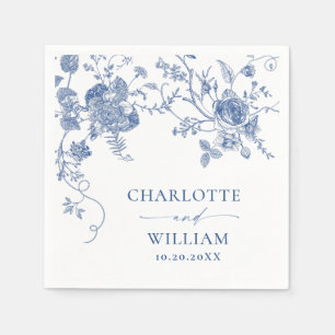 Elegant Victorian Blue French Floral Wedding Napkin