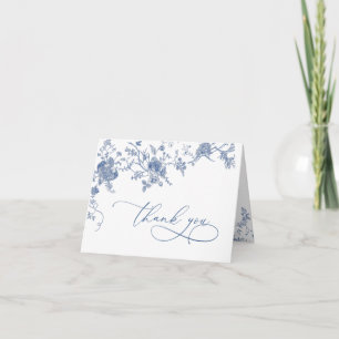 Elegant Victorian Blue French Floral Wedding Thank You Card