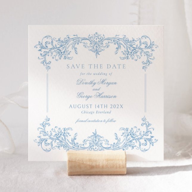 Elegant Victorian Blue Wedding Save the Date (Creator Uploaded)
