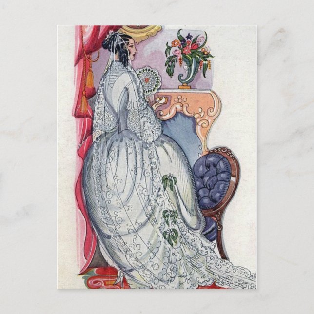 Elegant Victorian Bride Wedding Postcard - Vintage (Front)