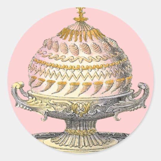 Elegant Victorian Cake Baker's Cornucopia Gateau Classic Round Sticker