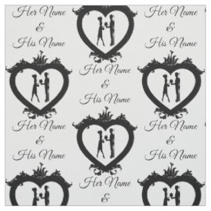 Elegant Victorian Couple Silhouette Personalise Fabric