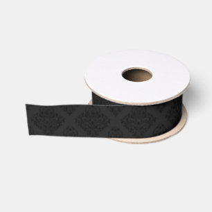 Elegant Victorian Damask Black Grosgrain Ribbon