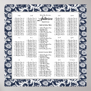 Elegant Victorian Damask Wedding Seating Chart