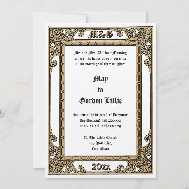 Elegant Victorian Era 1877  Invitation (Front)