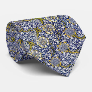 Elegant Victorian Floral Blue Green White  Tie