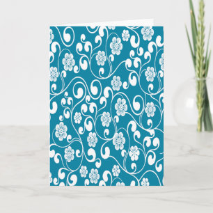 Elegant Victorian Floral Design Blue Card