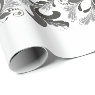 Elegant victorian floral pattern black white wrapping paper