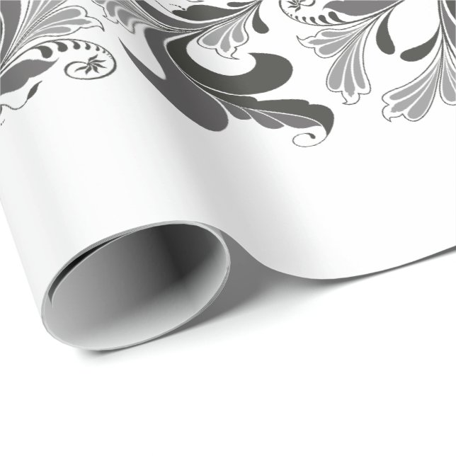 Elegant victorian floral pattern black white wrapping paper (Roll Corner)