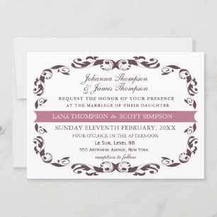 Elegant Victorian Flourish Filigree White Wedding Invitation