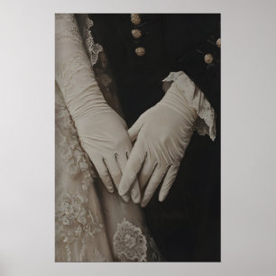 Elegant Victorian Gloved Hands, Vintage Romantic Poster