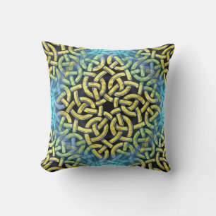 Elegant Victorian Golden Trim Aqua Background Cushion