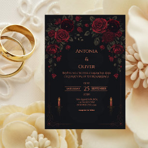 Elegant Victorian Gothic Romance Wedding Invitation