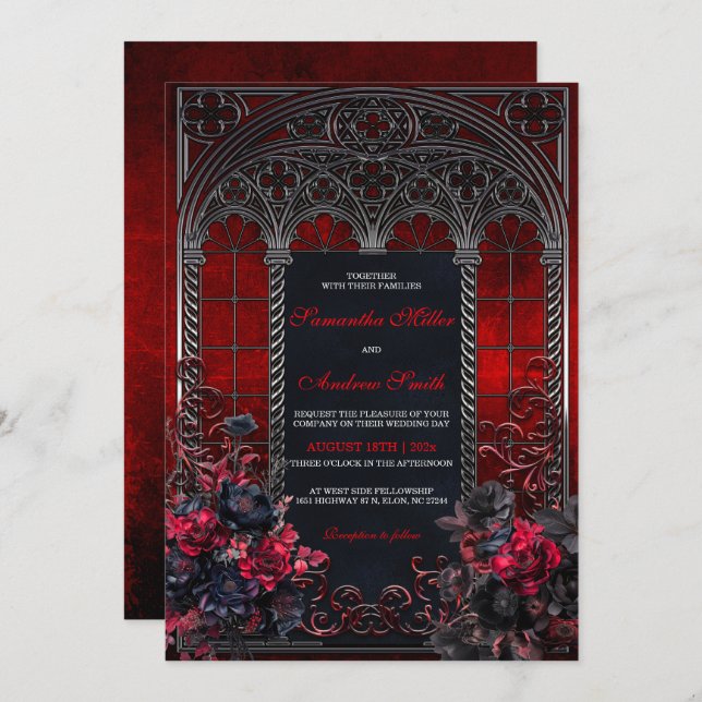 Elegant Victorian Gothic Wedding Invitations (Front/Back)