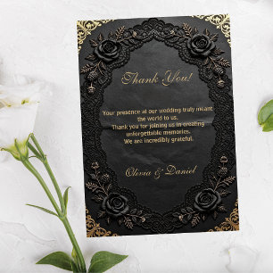 Elegant Victorian Lace Black Luxury Wedding Thank You Card