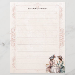 Elegant Victorian Ladies Monogram Lined Stationery