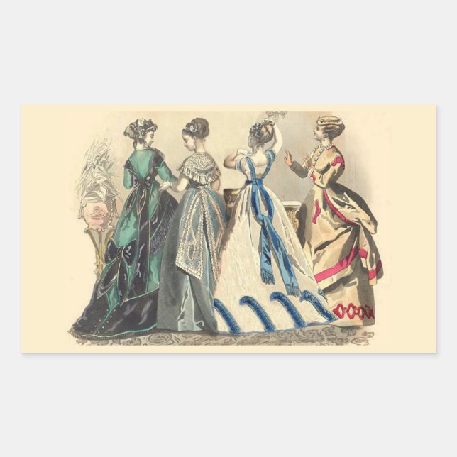 Elegant Victorian Ladies  Rectangular Sticker (Front)