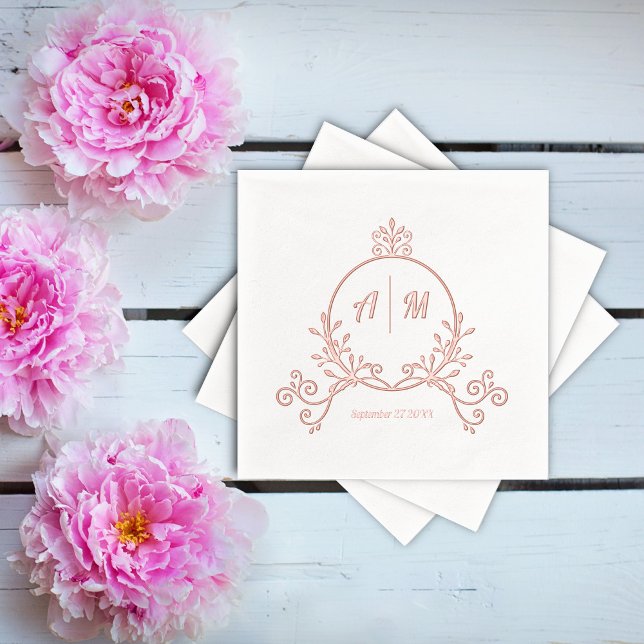 Elegant Victorian Monogram Foil Stamped Napkins (Creator Uploaded)