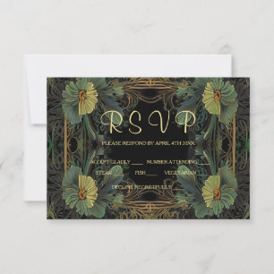 Elegant victorian moody dark botanical RSVP card