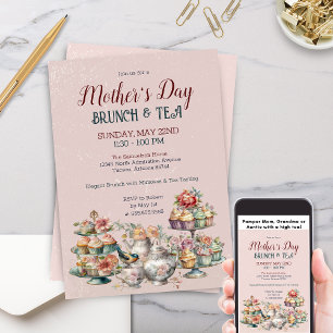 Elegant Victorian Mother's Day Brunch Tea Party Invitation