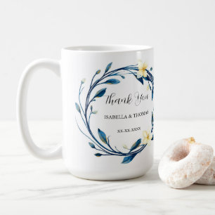 Elegant Victorian Navy Blue Lily Floral Botanical Coffee Mug