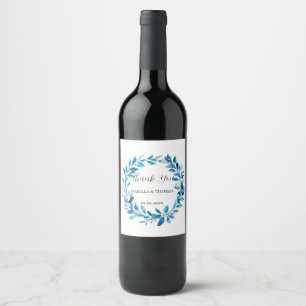 Elegant Victorian Navy Blue Lily Floral Botanical Wine Label