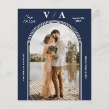 Elegant Victorian Navy Blue Wedding Save The Date