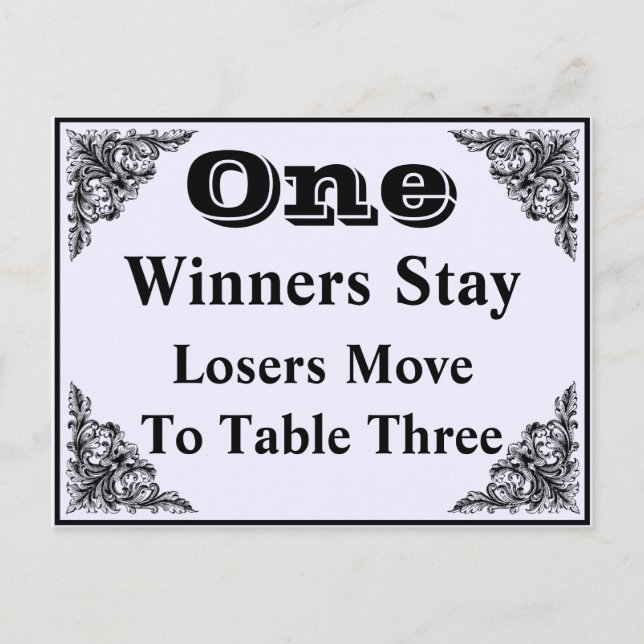 Elegant Victorian Ornament Bunco Table Card #1 (Front)