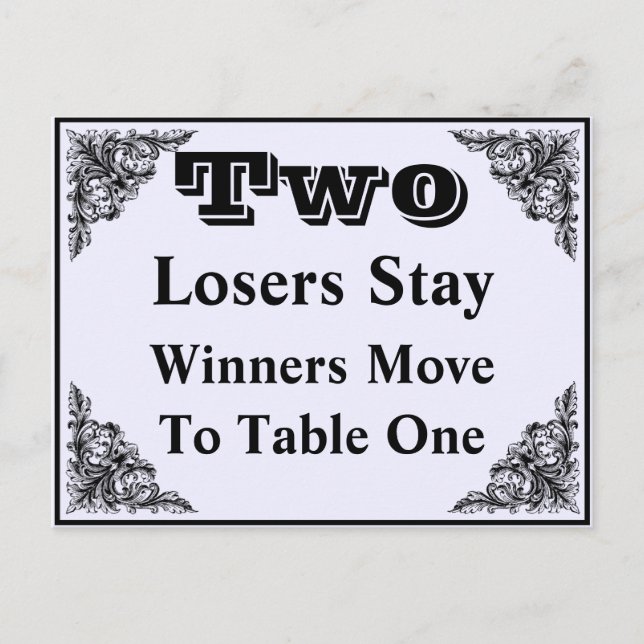 Elegant Victorian Ornament Bunco Table Card #2 (Front)