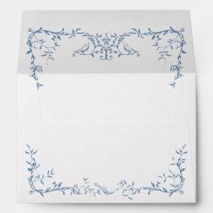 Elegant Victorian Ornate Floral Dusty Blue Wedding Envelope