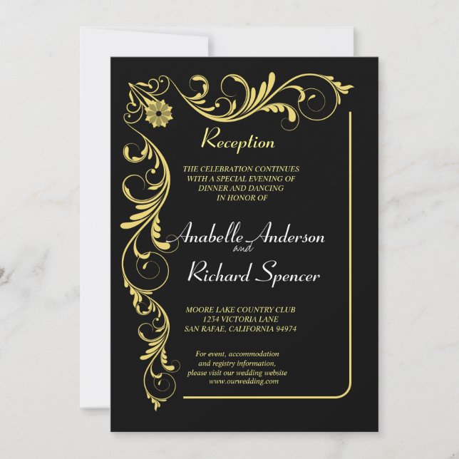 Elegant Victorian Reception Wedding  Invitation (Front)