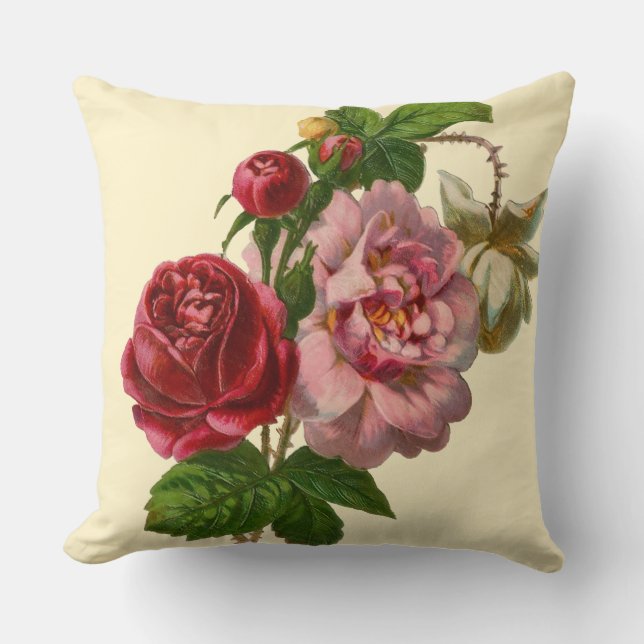 Elegant Victorian Roses Cushion (Front)