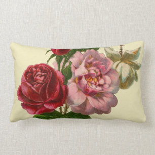 Elegant Victorian Roses Lumbar Cushion