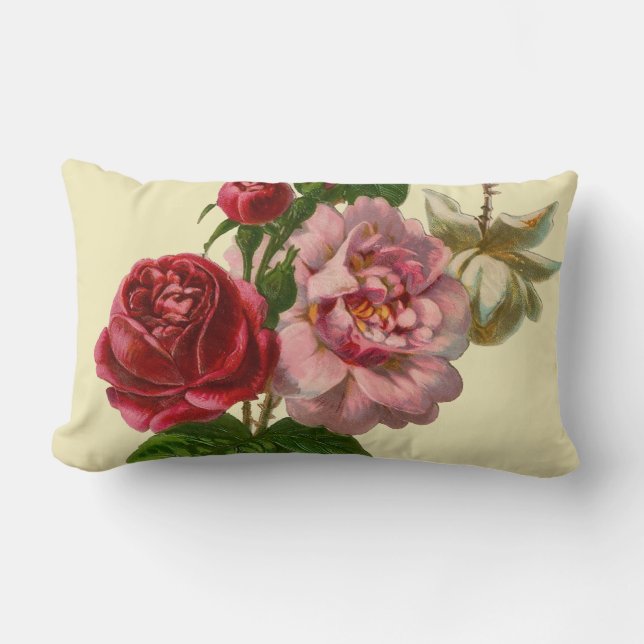 Elegant Victorian Roses Lumbar Cushion (Front)