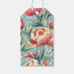 Elegant Victorian Style Floral Peonies Tulips Gift Tags