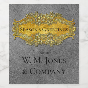Elegant Victorian Style Pewter and Gold Your Text Wine Label