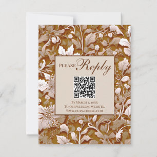 Elegant victorian terracotta white floral RSVP card