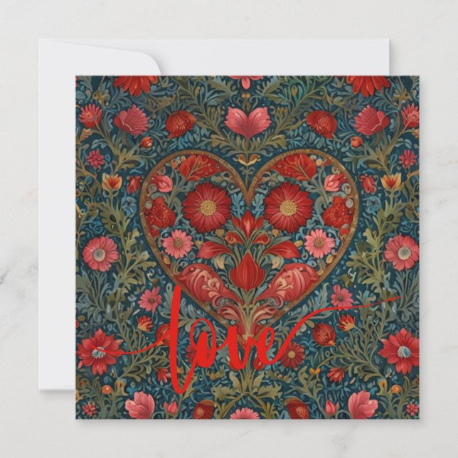 Elegant Victorian Valentines Day heart design Invitation (Front)