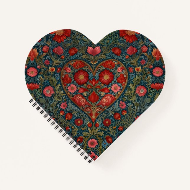 Elegant Victorian Valentines Day heart design Notebook (Front)